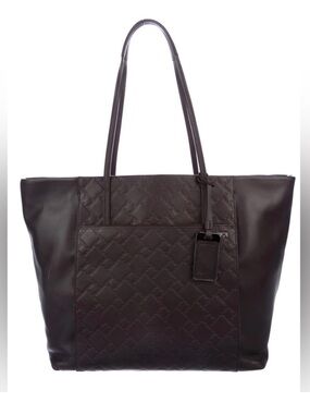 NWOT Tumi Ticon Q-Tote Dark Brown Embossed Leather Travel Bag Laptop Tote
